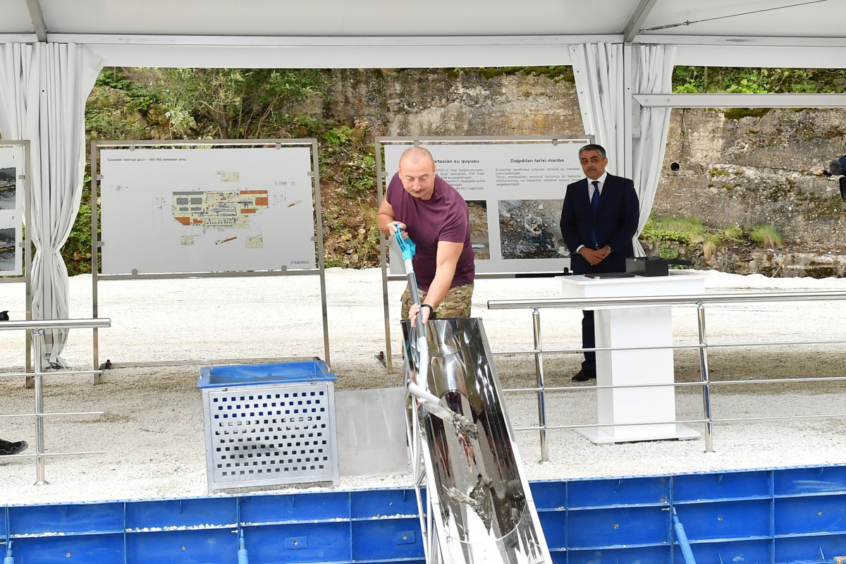President Ilham Aliyev laid a foundation stone for the Istisu sanatorium in Kalbajar 