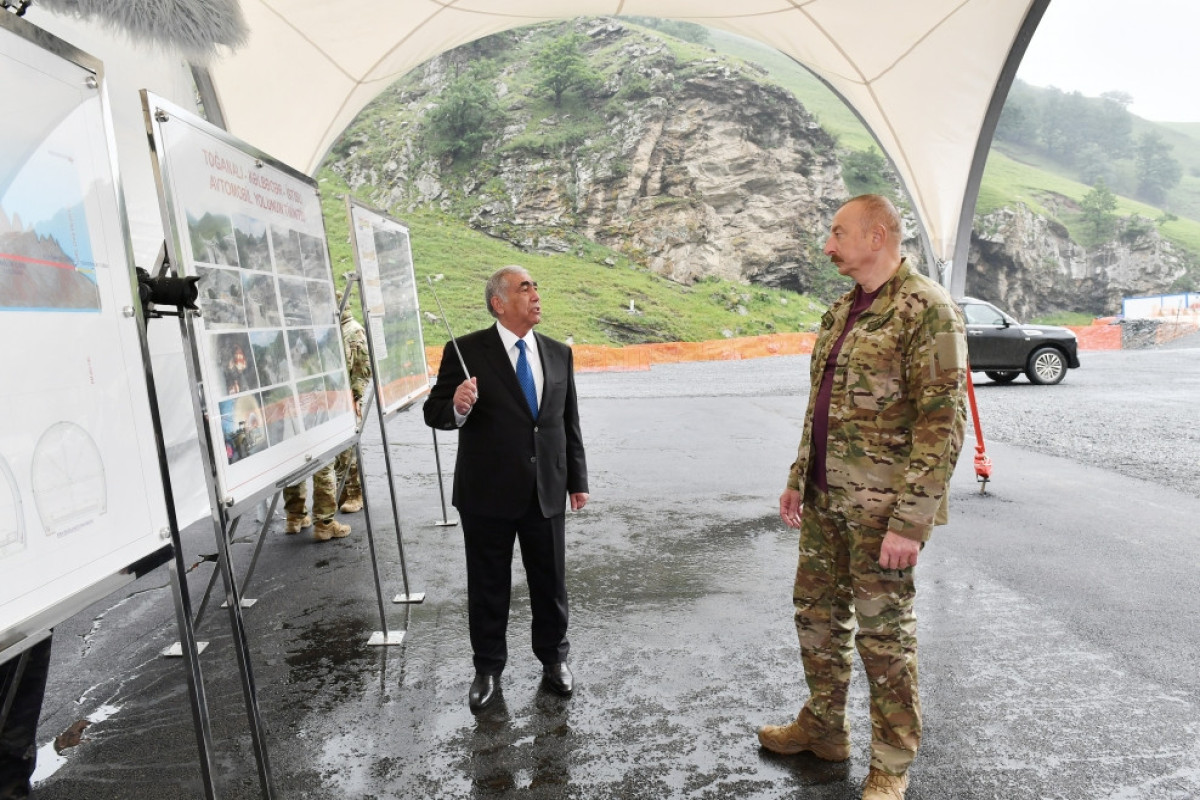 President Ilham Aliyev reviewed construction of two tunnels in Goygol district