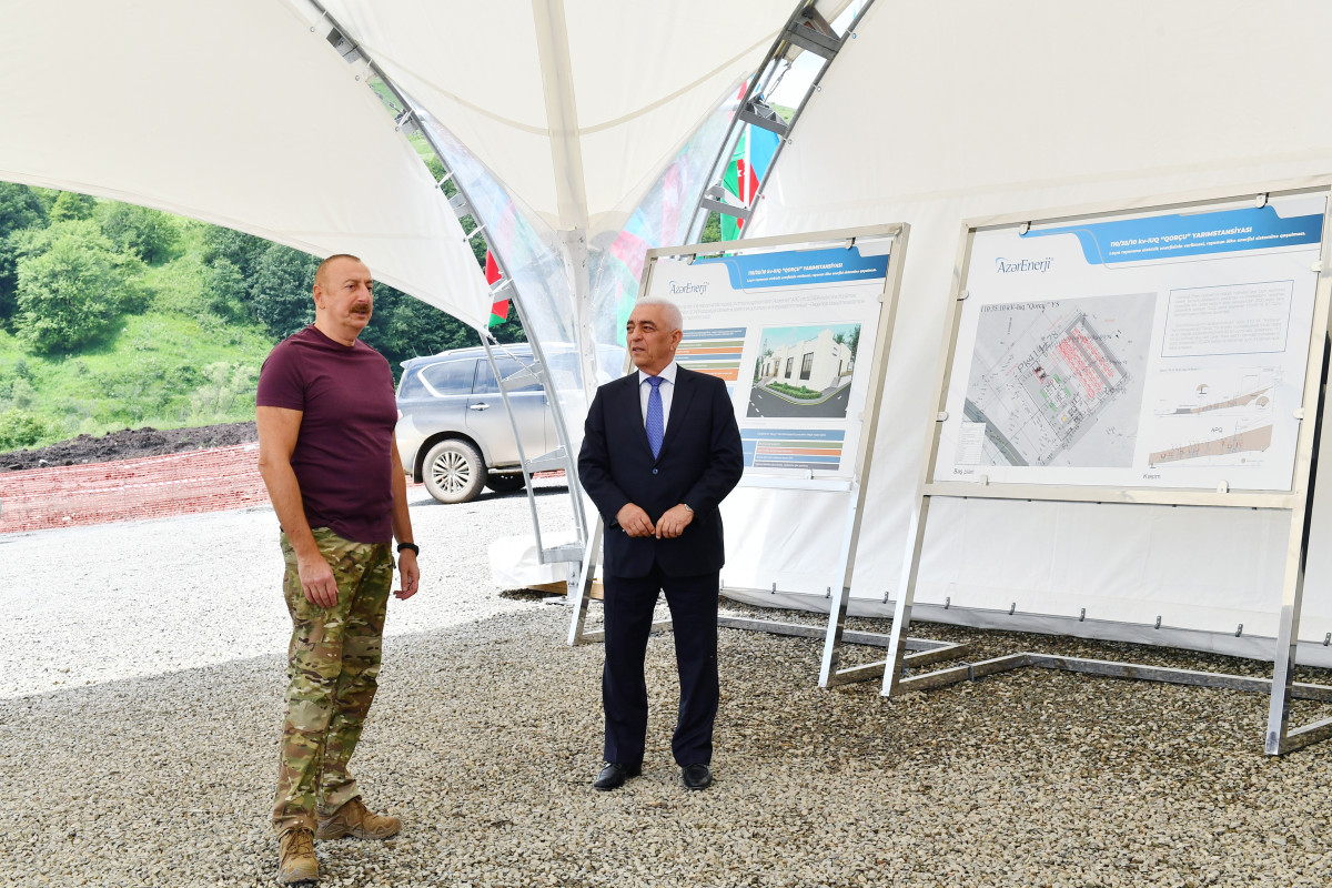Президент Ильхам Алиев ознакомился с работами, проводимыми на электроподстанции «Горчу» в Лачине