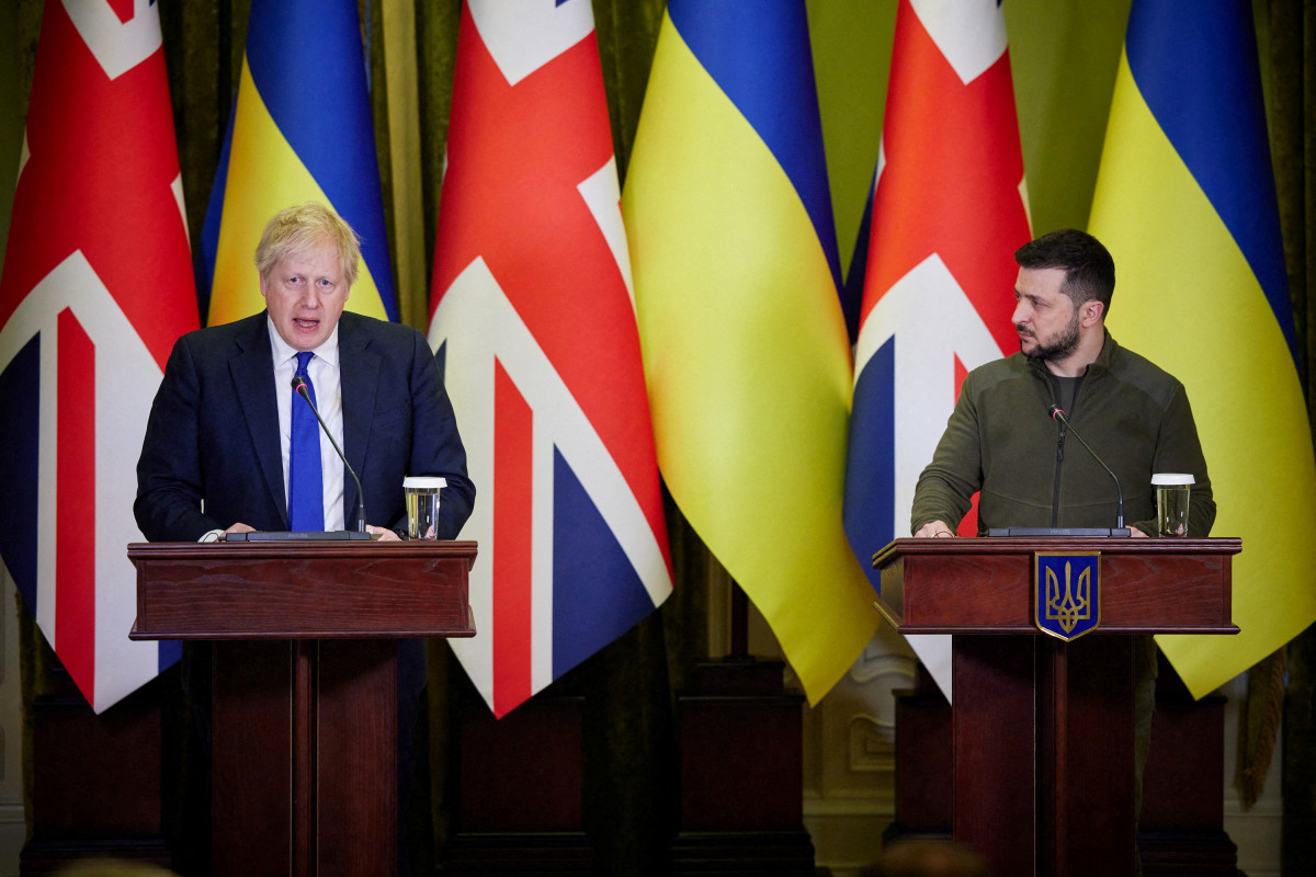 Volodymyr Zelenskiy, Ukrainian President and Boris Johnson, U.K Prime Minister