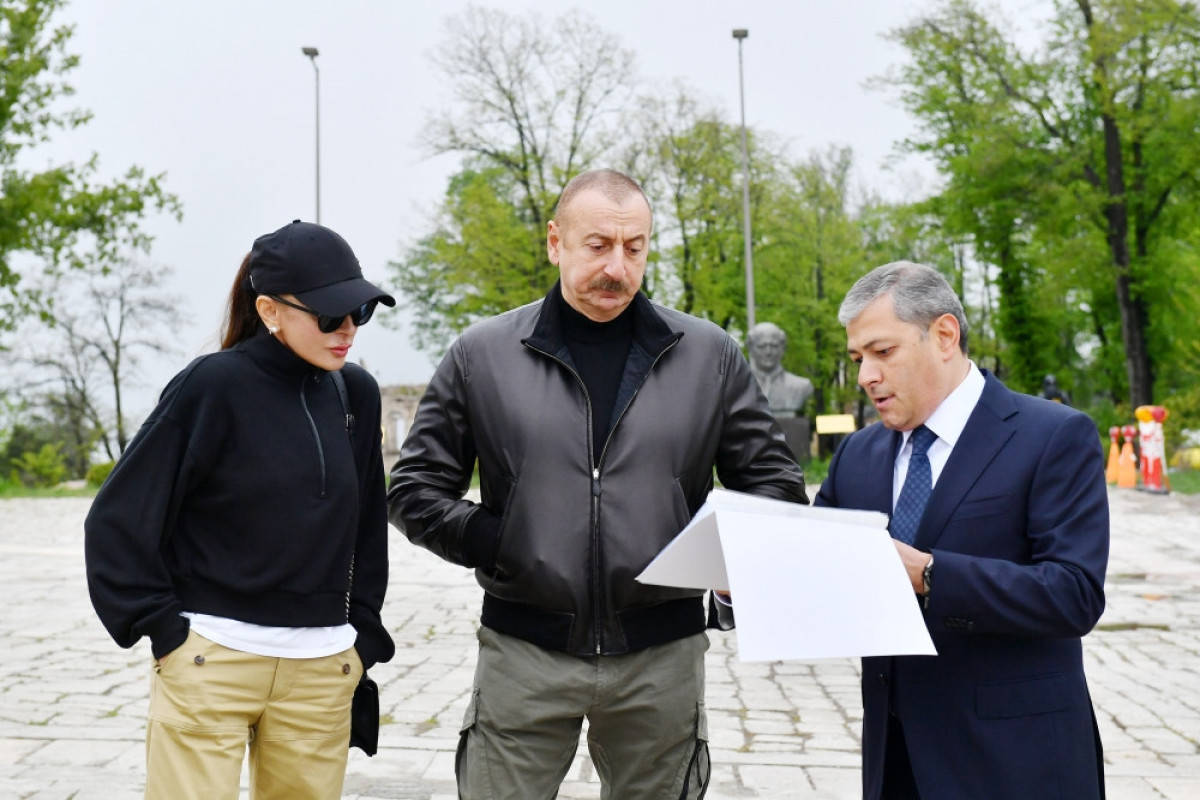 Ильхам Алиев и Мехрибан Алиева ознакомились с восстановительными работами, проводимыми в административном здании и Бане пресной воды в Шуше-ФОТО 