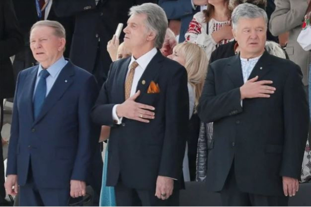 Leonid Kuchma, Viktor Yushchenko, and Petro Poroshenko, former presidents of Ukraine