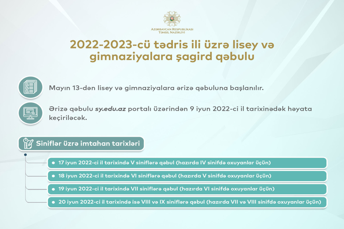 Lisey və gimnaziyalara şagird qəbuluna start verilib - SİYAHI 