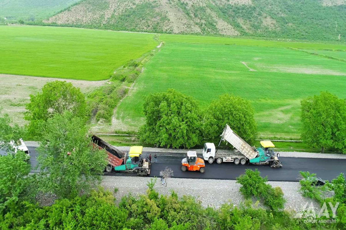 Oğuz-Şəki yolunun yenidən qurulması davam edir - FOTO  - VİDEO 
