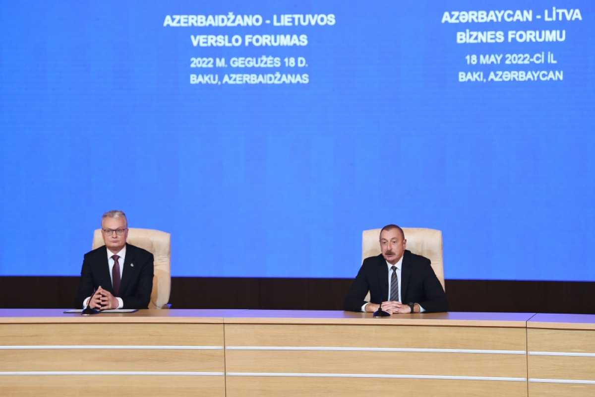 President of the Republic of Azerbaijan Ilham Aliyev and President of the Republic of Lithuania Gitanas Nausėda attended the Azerbaijan-Lithuania business forum which has been held at the Heydar Aliyev Center in Baku