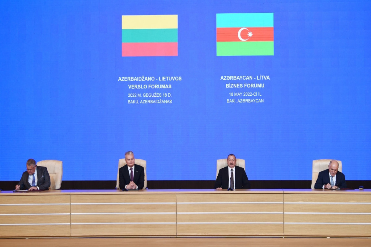 President of the Republic of Azerbaijan Ilham Aliyev and President of the Republic of Lithuania Gitanas Nausėda attended the Azerbaijan-Lithuania business forum which has been held at the Heydar Aliyev Center in Baku