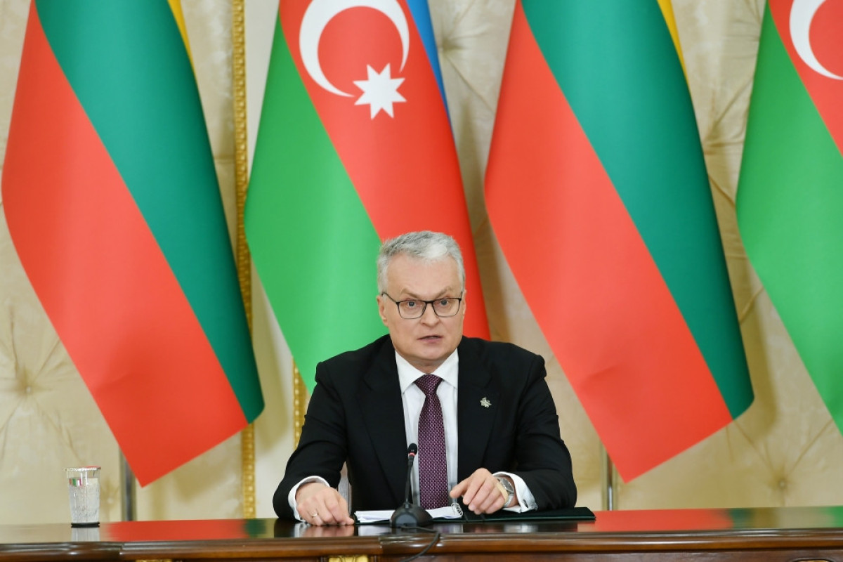 Azerbaijani, Lithuanian presidents made press statements
