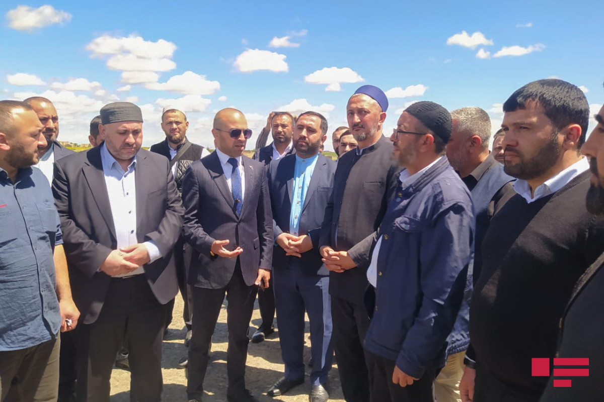 Muslim religious figures, arriving from Georgia, visit Azerbaijan's Aghdam
