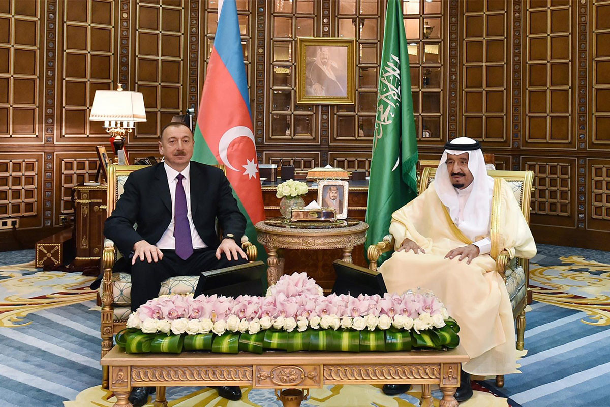 Президент Ильхам Алиев,  Король Саудовской Аравии Салман ибн Абдул-Азиз Аль Сауд