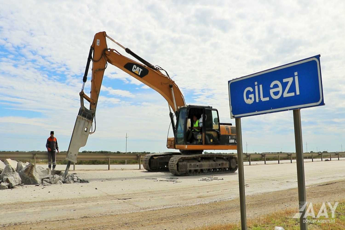 Реконструкция автодороги Баку-Губа-Россия продолжается высокими темпами