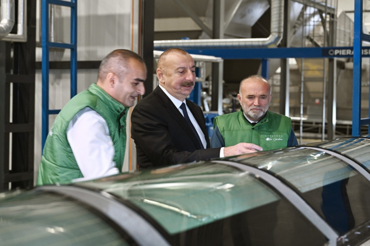 Президент Ильхам Алиев принял участие в открытии завода по производству оливкового масла в Зиря