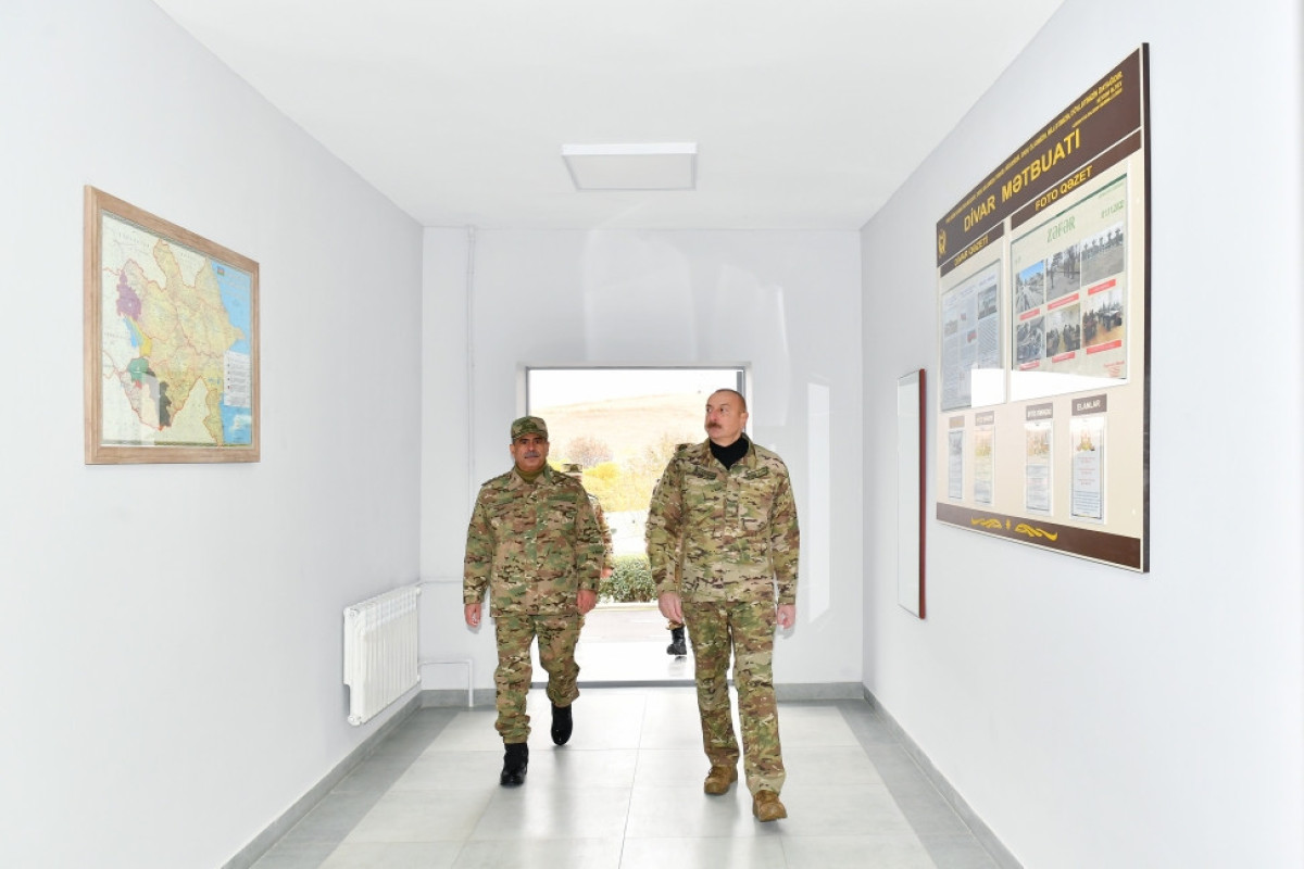 Президент Ильхам Алиев ознакомился с условиями, созданными в "Н"-ской воинской части в Физули