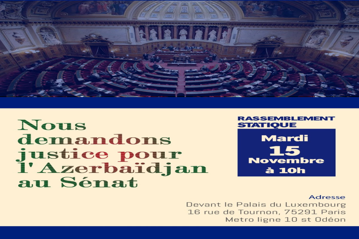Азербайджанцы 15 ноября проведут акцию перед Сенатом Франции