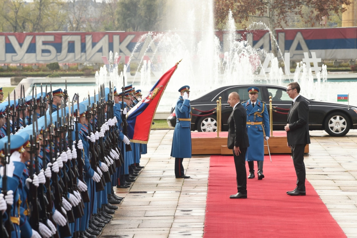 Церемония официальной встречи Президента Ильхама Алиева в Белграде