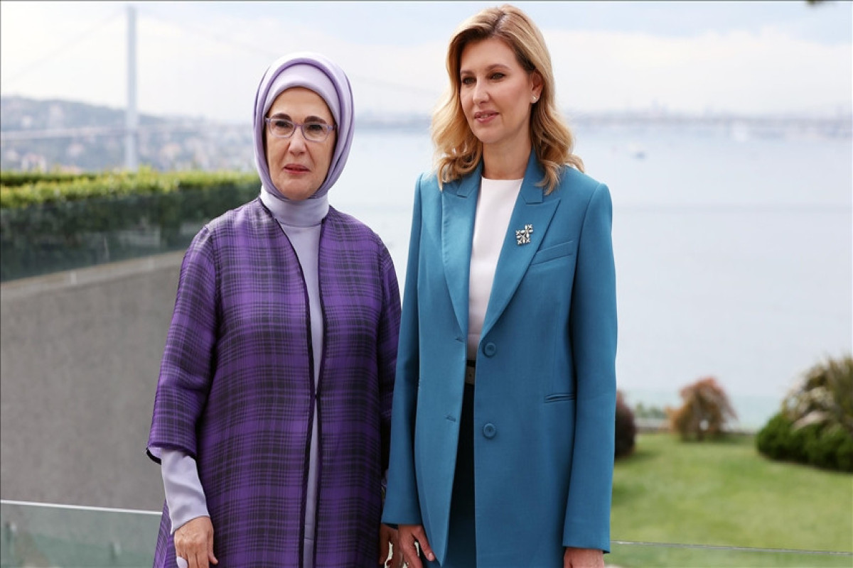 Emine Erdogan, Turkish first lady and Olena Zelenska, Ukraine's first lady