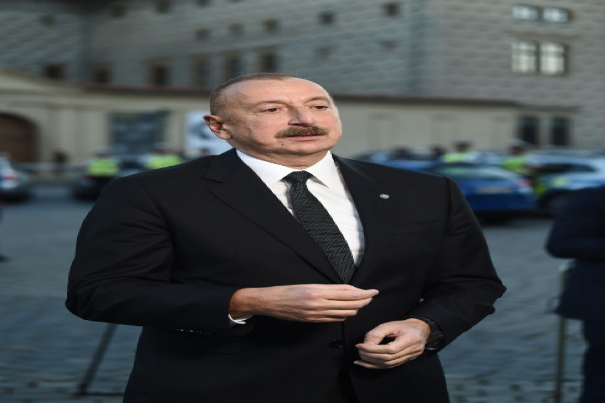 President Ilham Aliyev was interviewed by Azerbaijani TV channels in Prague-UPDATED 