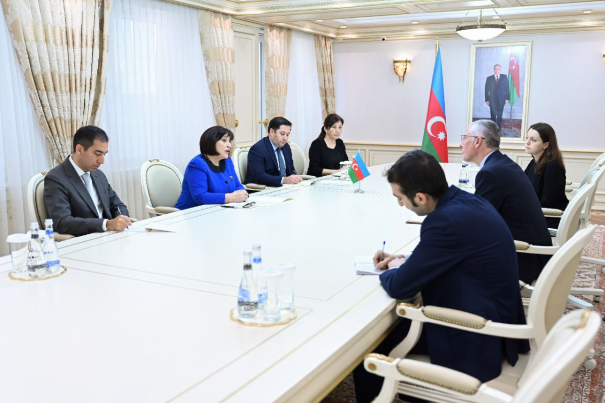 Milli Məclisin sədri Sahibə Qafarova, Böyük Britaniya və Şimali İrlandiya Birləşmiş Krallığının ölkəmizdə yeni təyin olunmuş fövqəladə və səlahiyyətli səfiri Fergus Auldla görüş