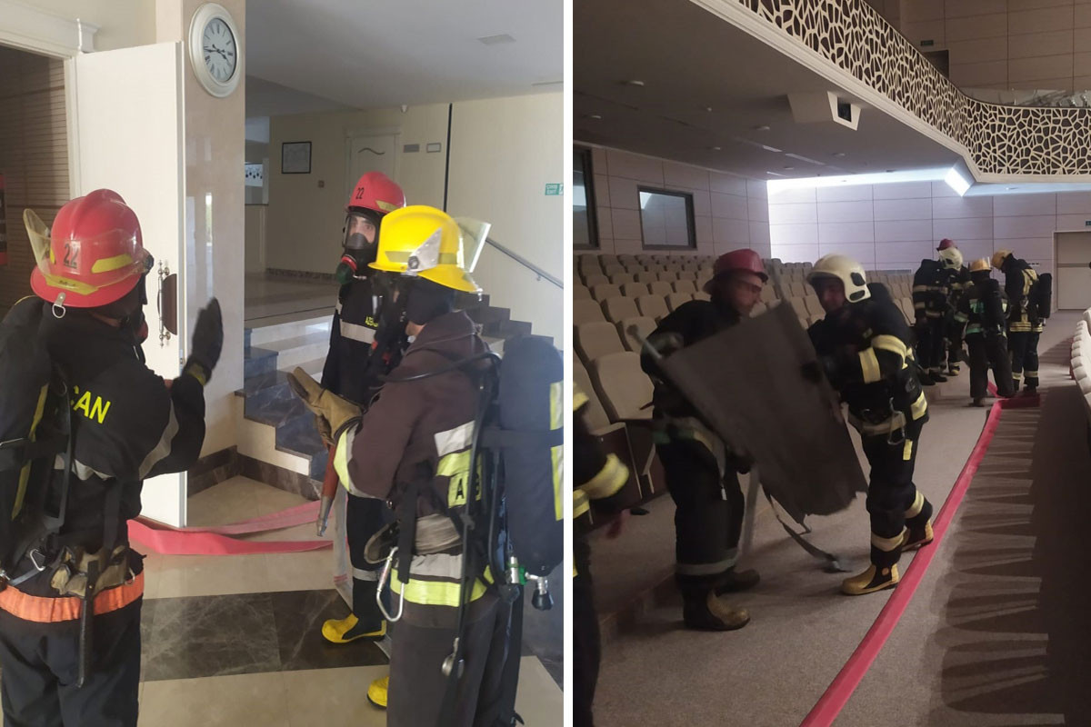 FHN Sumqayıtda yanğın-taktiki təlim keçirib - FOTO 