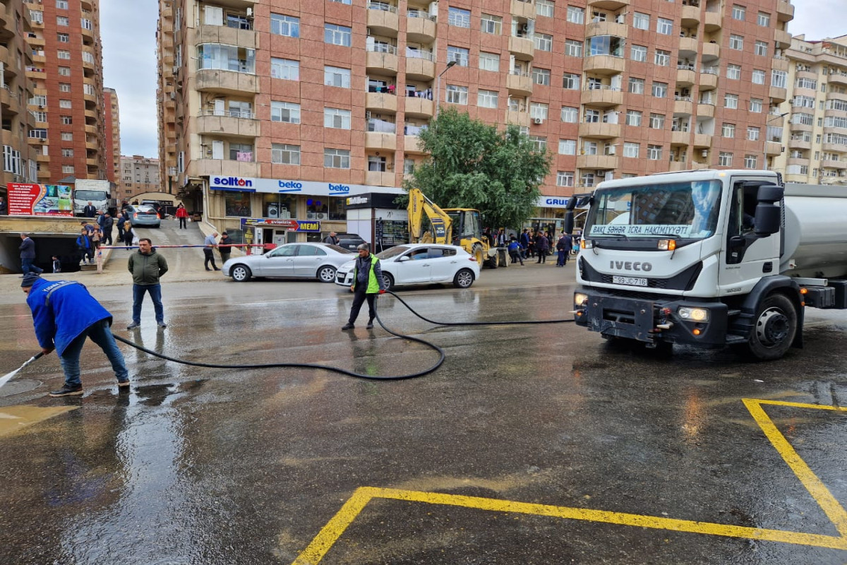 BŞİH: Yasamalda qəza olan ərazidə təmizlik işləri aparılır