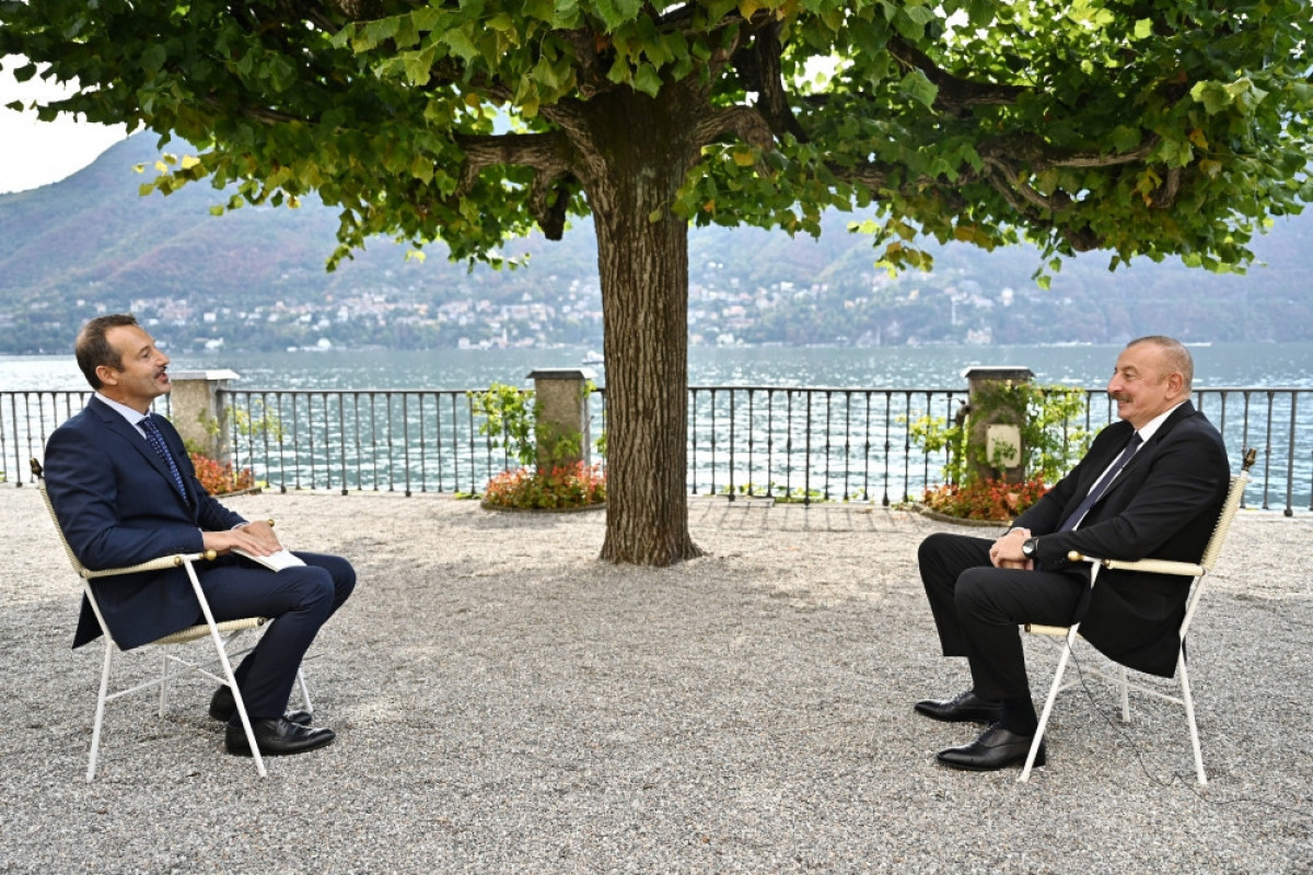President of the Republic of Azerbaijan Ilham Aliyev has been interviewed by the correspondent of the Italian “Il Sole 24 Ore” newspaper Roberto Bongiorni in Cernobbio