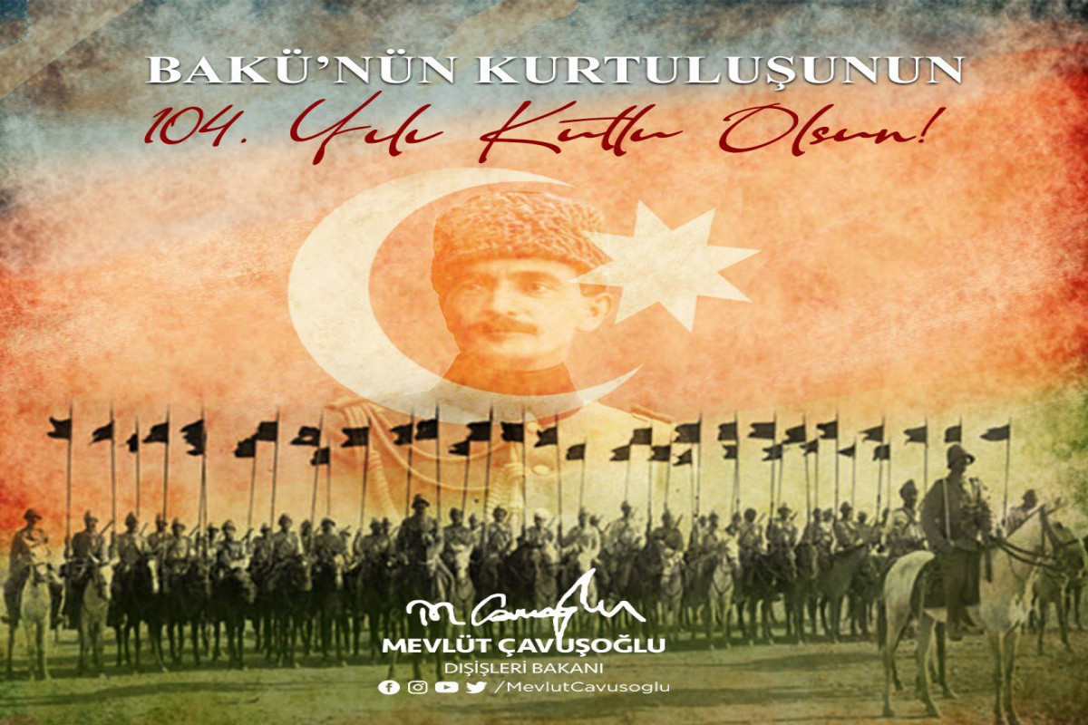 Turkish FM makes post on anniversary of liberation of Baku