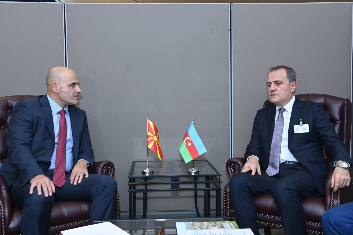 Dimitar Kovachevski, Prime Minister of the Republic of North Macedonia and Jeyhun Bayramov, Azerbaijani Foreign Minister