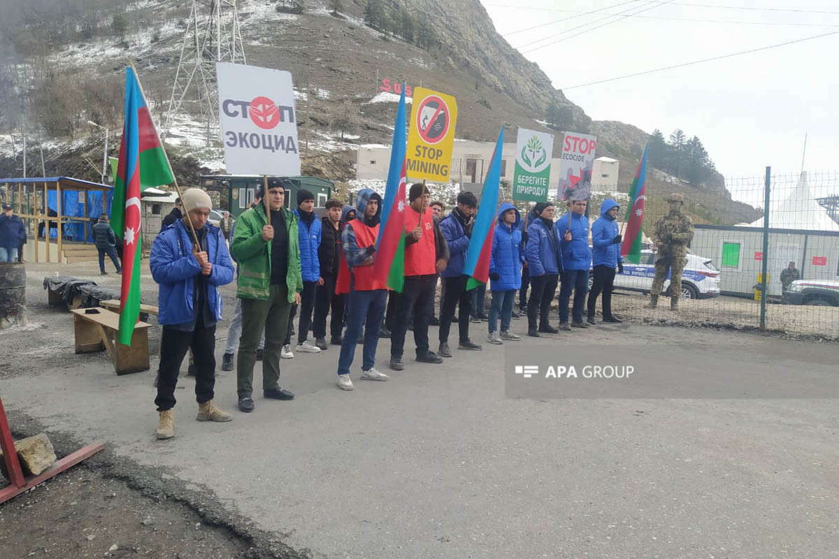 Peaceful protest of Azerbaijani eco-activists on Lachin–Khankandi road enters 112th day-PHOTO 