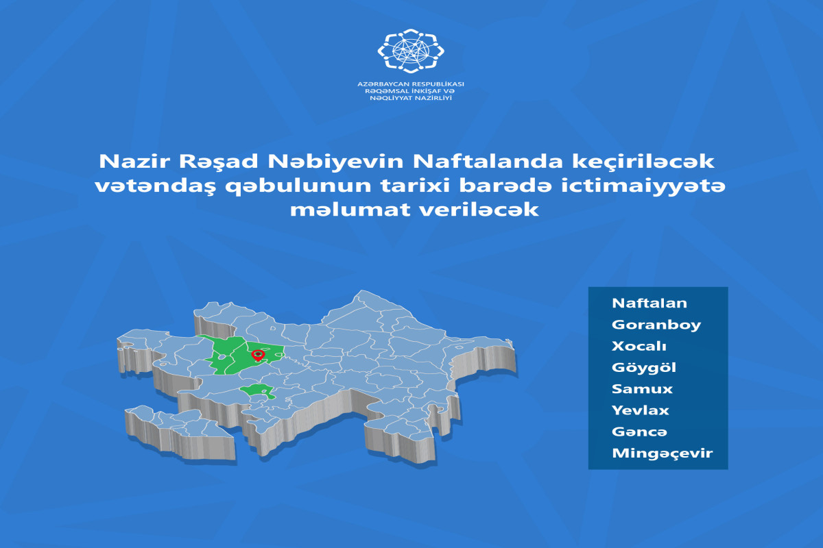 Rəşad Nəbiyev aprelin 11-də Naftalanda vətəndaşları qəbul edəcək