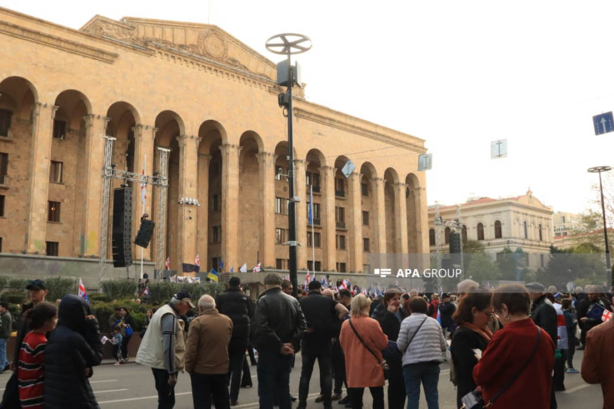 Gürcüstanda "Vahid Milli Hərəkat" partiyası parlament binası qarşısında aksiya keçirir - FOTO 