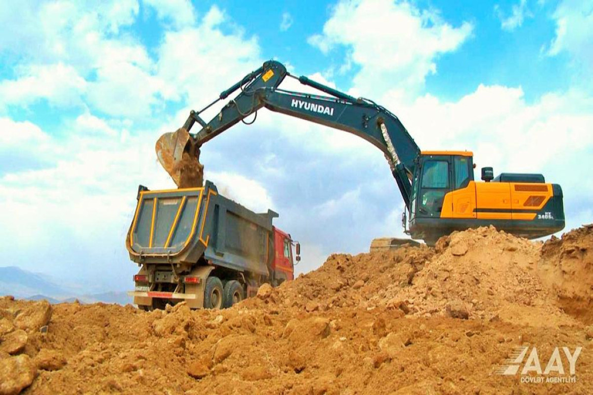 Drilling and blasting works are conducted rapidly, in connection with restoration of inner city roads of Lachin and airport