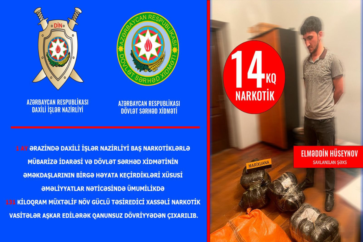 DİN və DSX İmişlidə əməliyyat keçirib, İrandan gətirilən 14 kq narkotik götürülüb - FOTO 