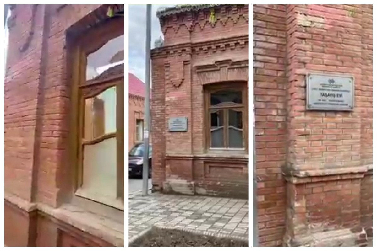 Gəncədə tarixi binanın dam örtüyü sökülüb - FOTO 