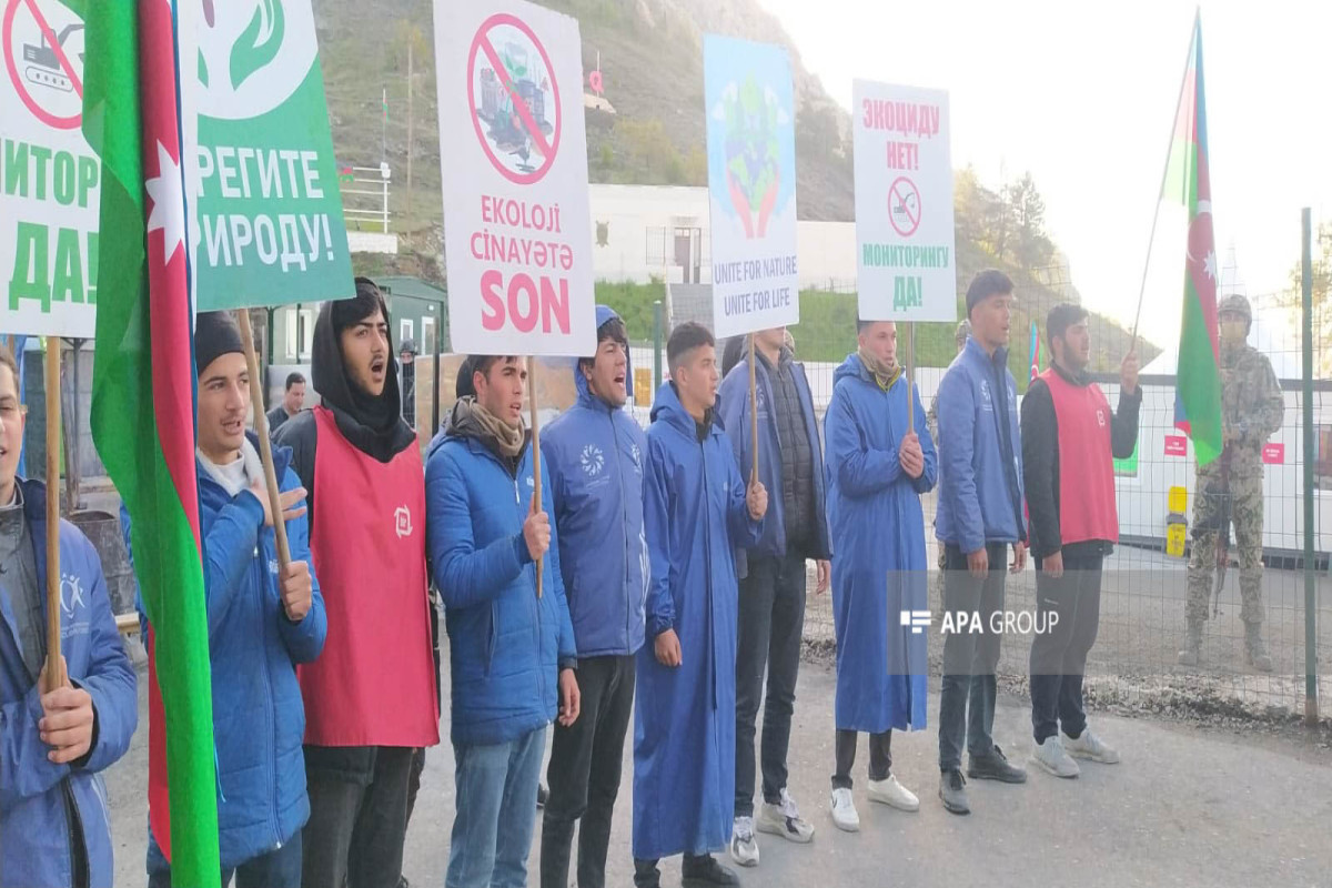 Peaceful protest of Azerbaijani eco-activists on Lachin–Khankandi road enters 138th day-PHOTO 