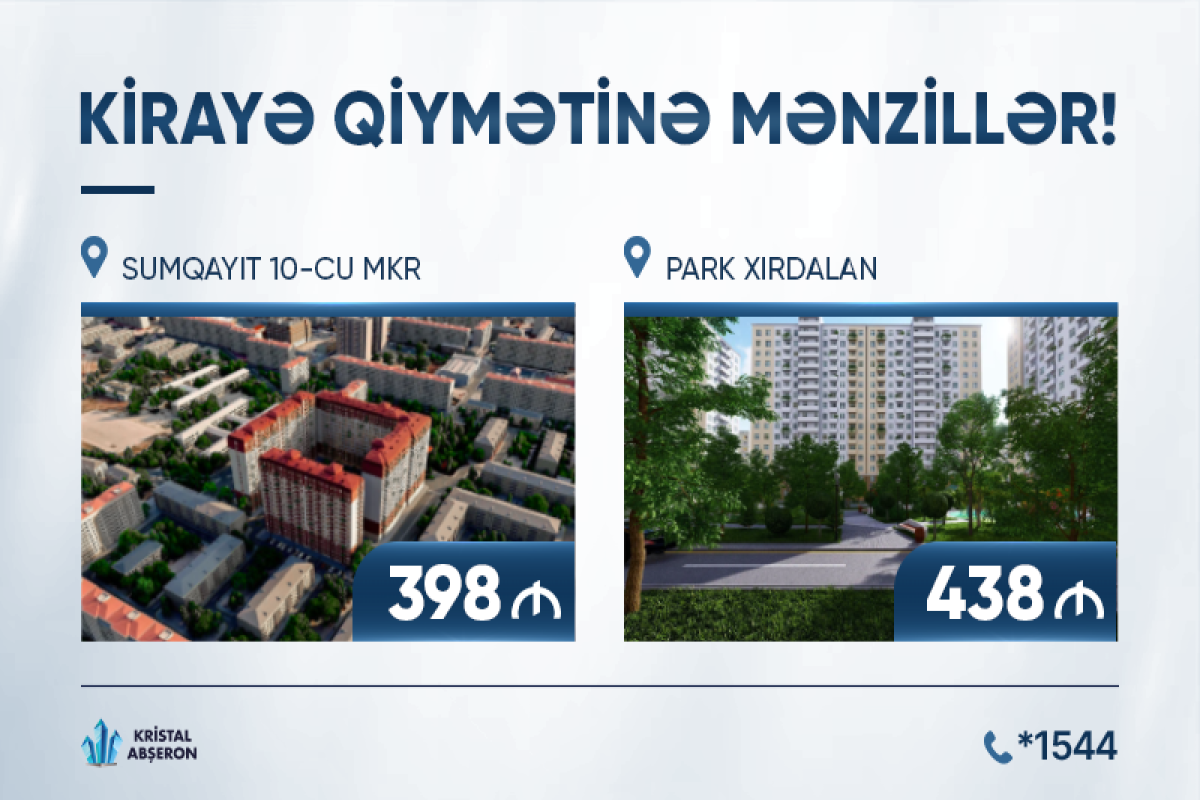 “Kristal Abşeron”dan kirayə qiymətinə mənzil - FOTO 