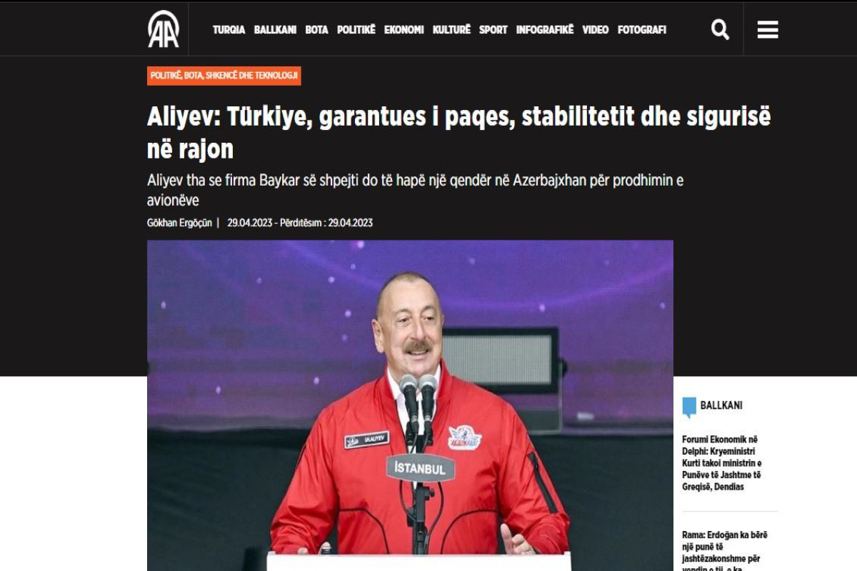 Prezident İlham Əliyevin “TEKNOFEST”də çıxışı Türkiyə mediası tərəfindən geniş işıqlandırılıb - FOTO 