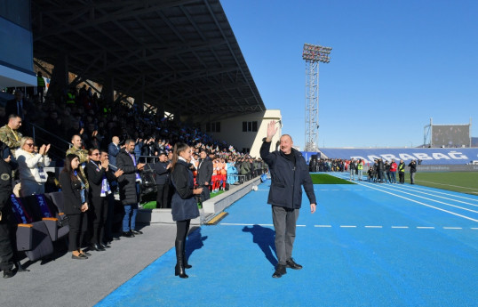 Prezident İlham Əliyev Xankəndidə “Qarabağ”-MOİK oyunundan əvvəl çıxış edib - YENİLƏNİB-2  - VİDEO 