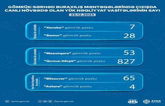 AYNA gömrük postlarında gözləyən yük avtomobillərinin sayını açıqlayıb