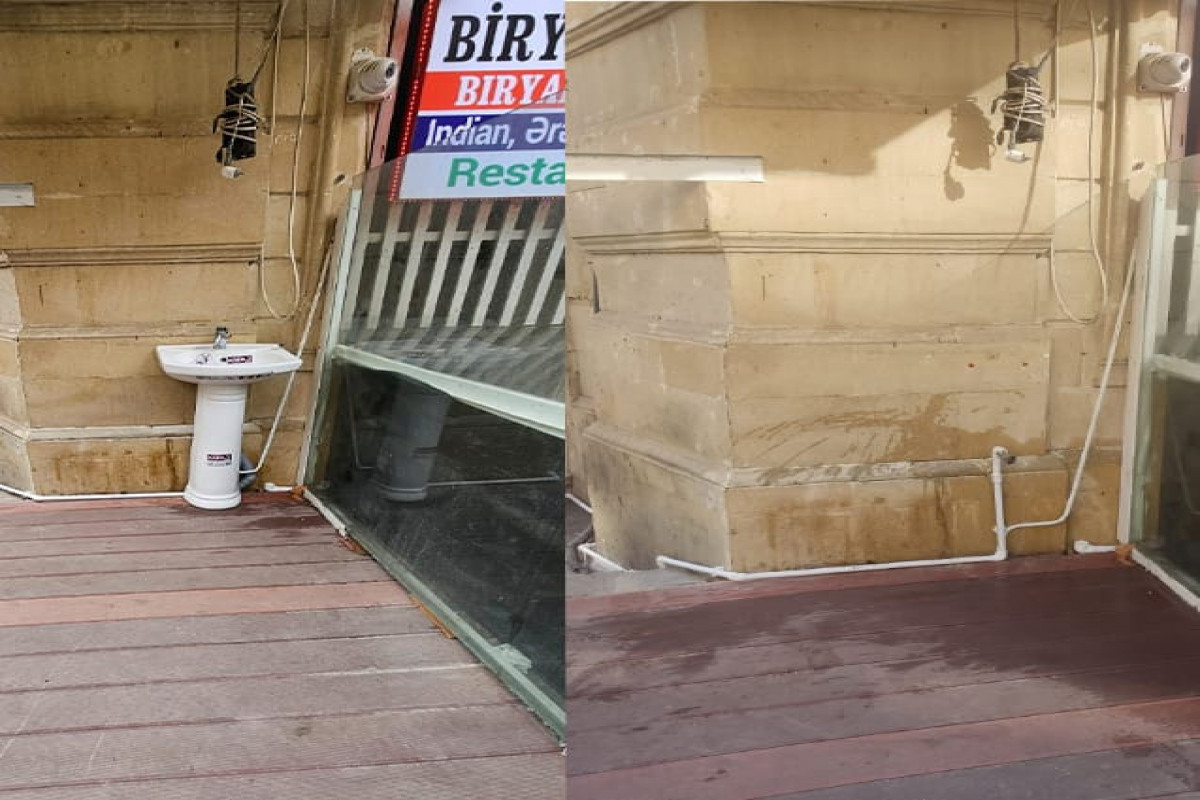 Bakıda tarixi abidəyə bərkidilmiş əlüzyuyan sökülüb