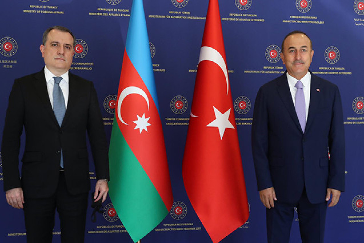 Jeyhun Bayramov Azerbaijani FM and Mevlut Cavushoglu, Turkish FM