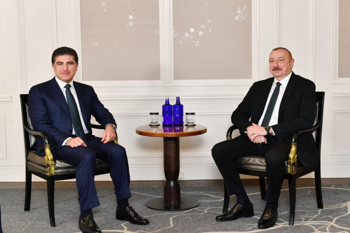 head of the Kurdistan Region of Iraq Nechirvan Barzani and President of the Republic of Azerbaijan Ilham Aliyev