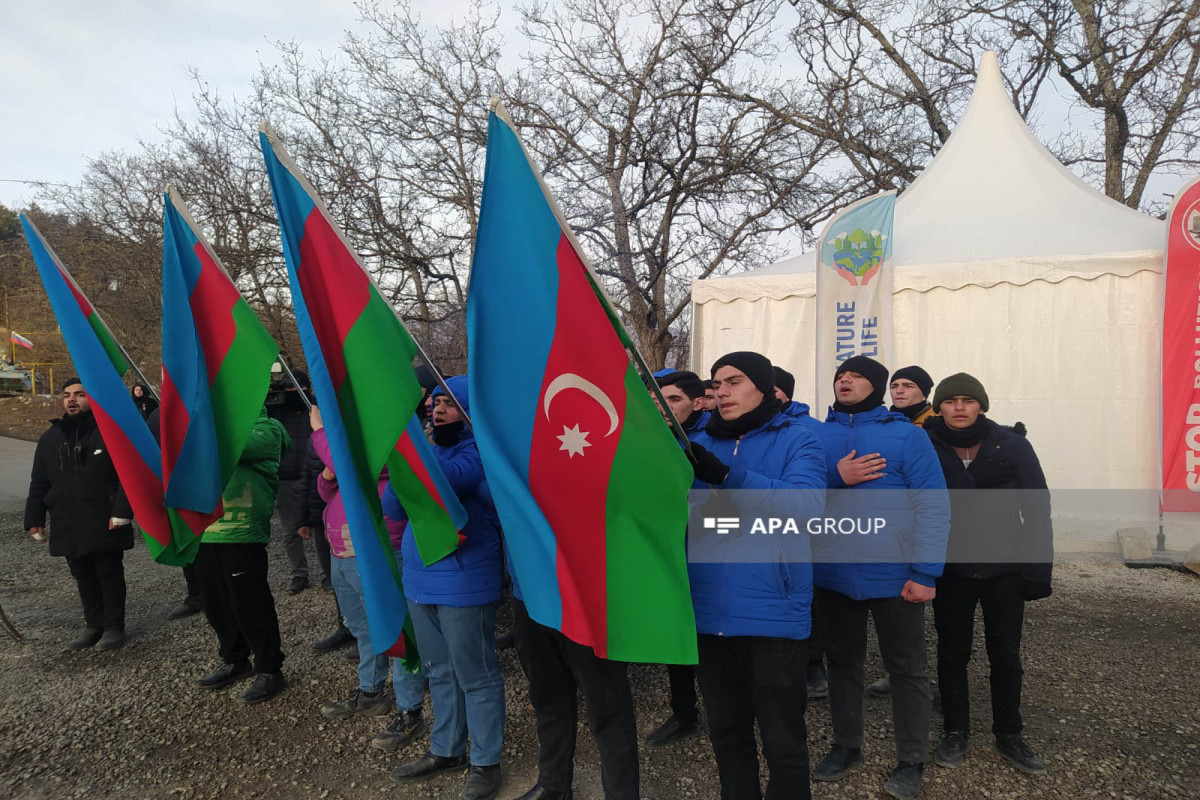 Peaceful protests of Azerbaijani eco-activists on Lachin–Khankendi road enter 78th day-PHOTO 