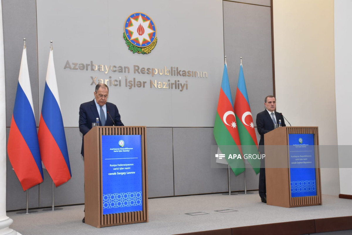 Russian Foreign Minister Sergey Lavrov, Azerbaijani Foreign Minister Jeyhun Bayramov