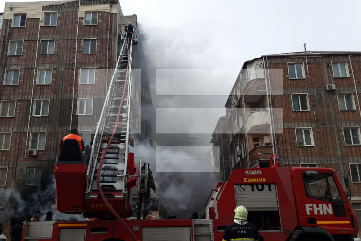 Fire in residential building in  Absheron
