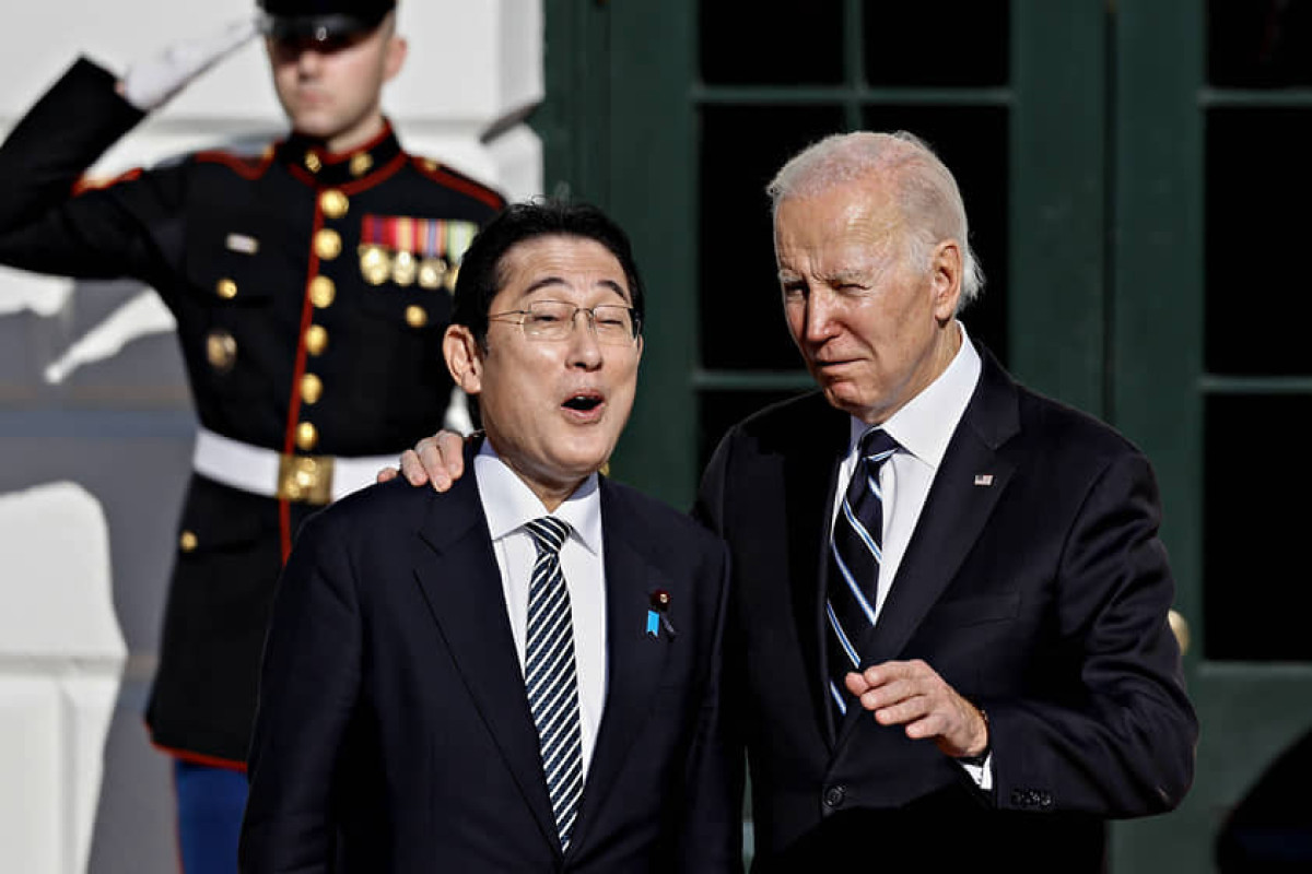 Президент США Джо Байден  на встрече с японским премьер-министром Фумио Кисидой