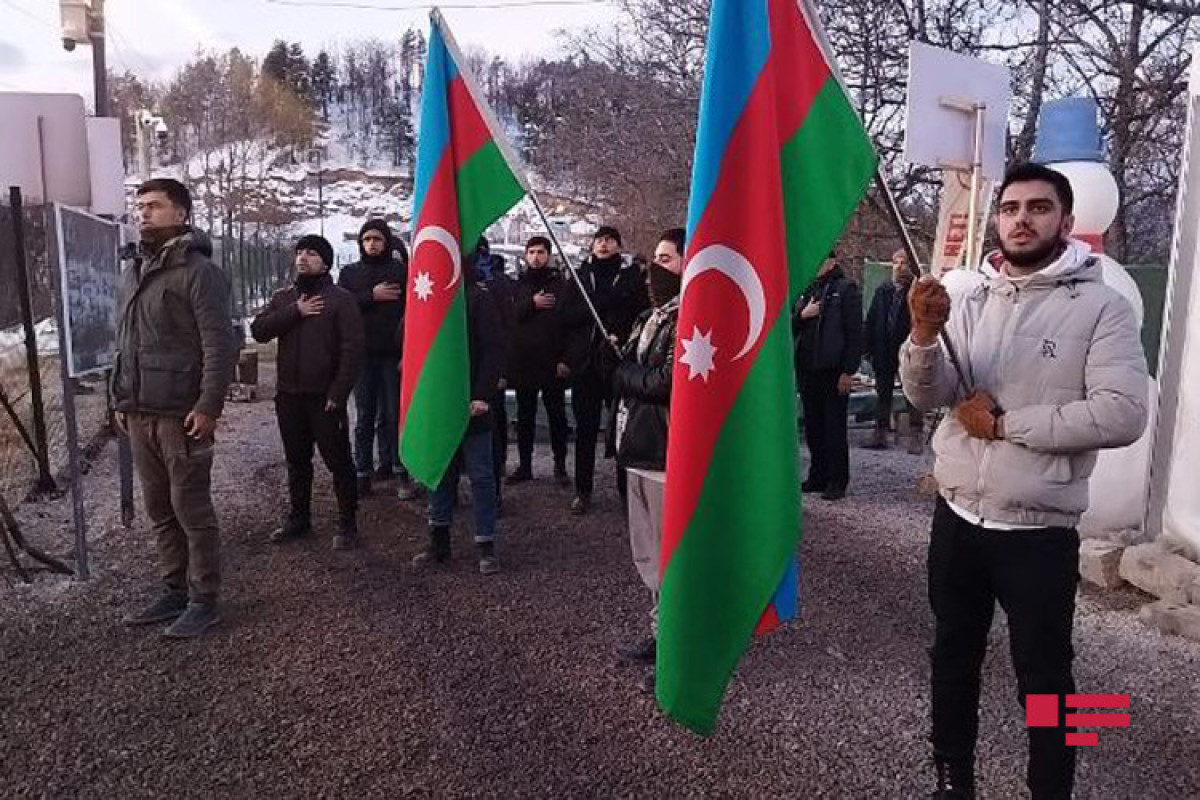 Peaceful protests of Azerbaijani eco-activists on Lachin-Khankandi road enter 37th day-PHOTO 
