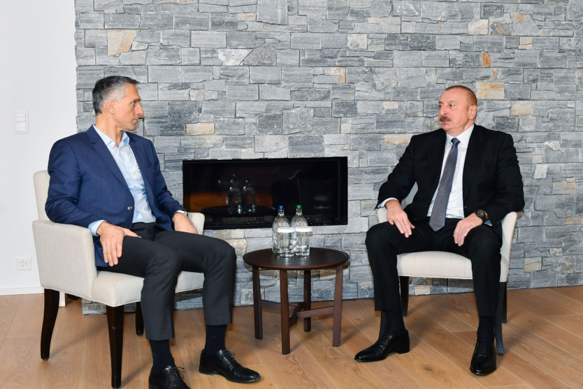 Eric Rondolat, CEO of Signify company, Ilham Aliyev,  President of the Republic of Azerbaijan
