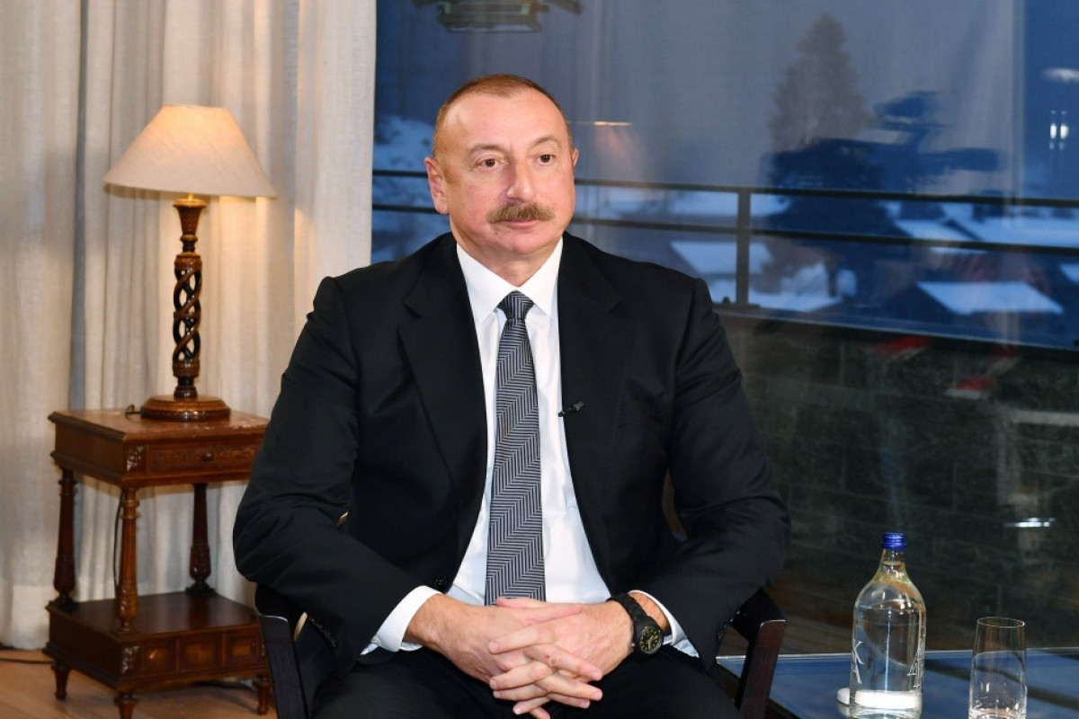 Президент Ильхам Алиев в Давосе дал интервью китайскому телеканалу CGTN