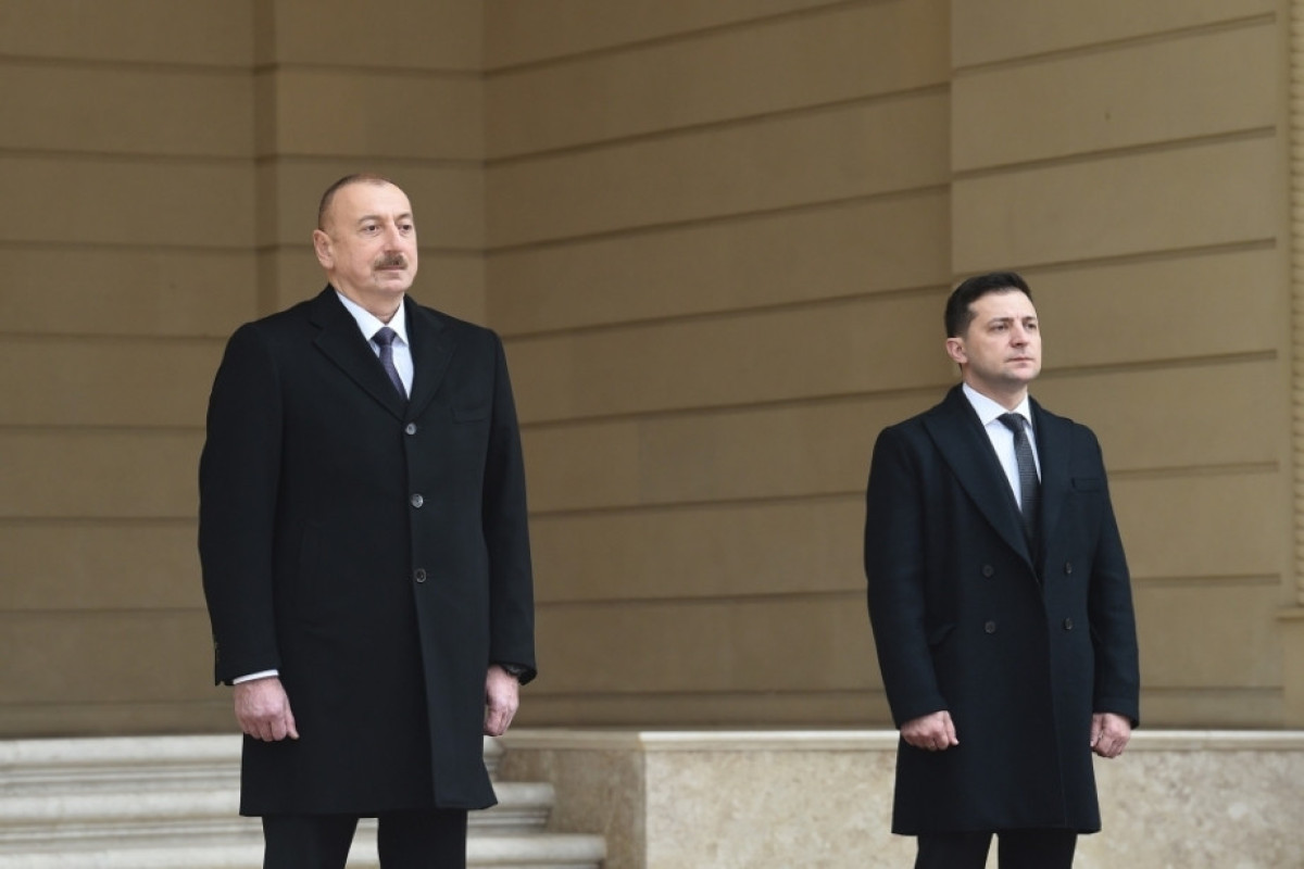 President of Azerbaijan Ilham Aliyev and President of Ukraine Volodymyr Zelenskyy