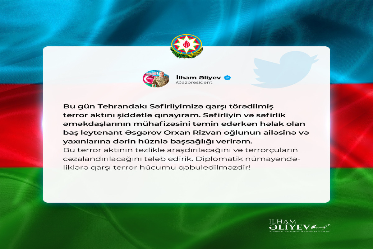 Azerbaijani President condemns attack on embassy in Iran