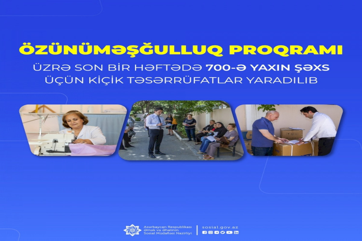 Son bir həftədə 700-ə yaxın şəxs üçün kiçik təsərrüfatlar yaradılıb